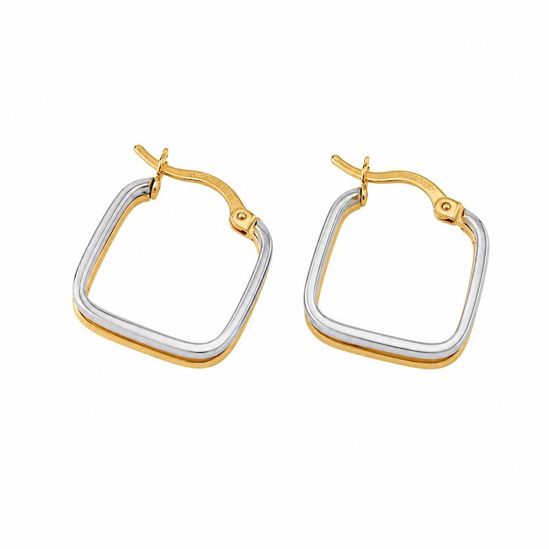 گوشواره زنانه طلا ۱۸ عیار دورنگ طرح مربع  قطر 14(کم اجرت) گالری زربام