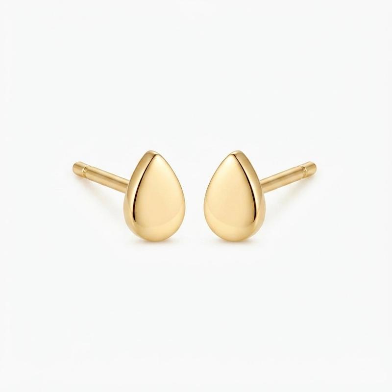 گوشواره طلا ۱۸ عیار اشک آینه ای میخی گالری شمش طلا