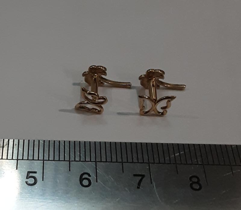 گوشواره بچگانه طلا ۱۸ عیار مدل پیرسینگ نخل و پروانه ( دو طرفه ) دلفین گلد گالری