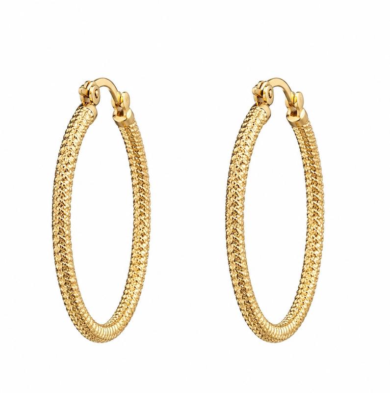 گوشواره زنانه طلا ۱۸ عیار حلقه ای تراش دارا گالری