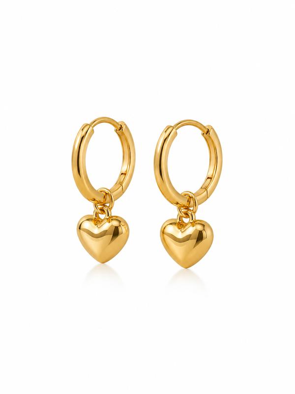 گوشواره زنانه طلا ۱۸ عیار حلقه و قلب دارا گالری