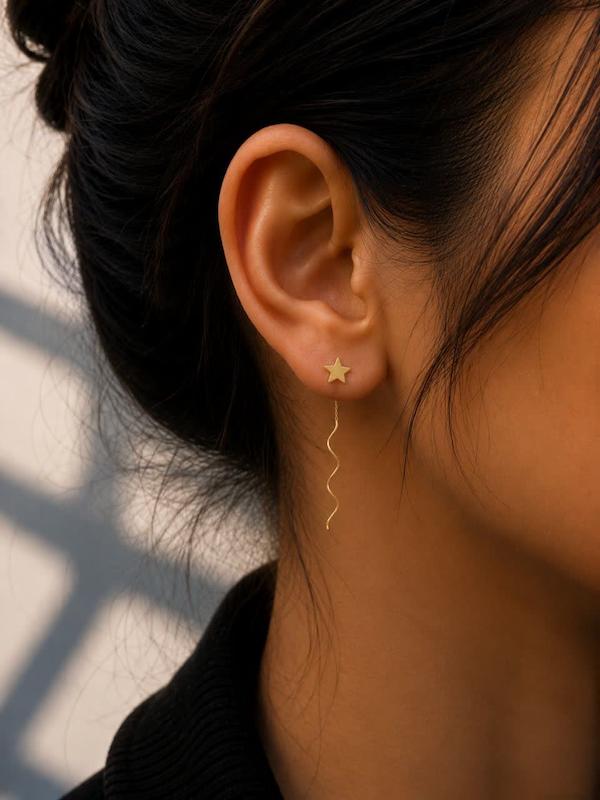 گوشواره زنانه طلا ۱۸ عیار گوشواره کرلی طلای کالین