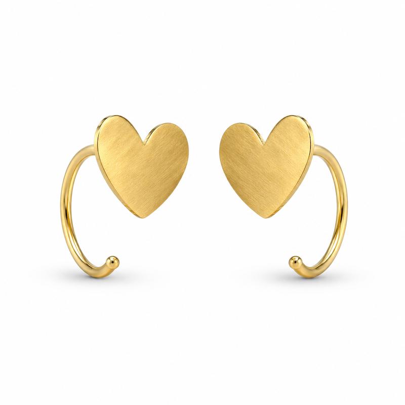 گوشواره زنانه طلا ۱۸ عیار گوشواره قلب فلت گالری طلای کایا