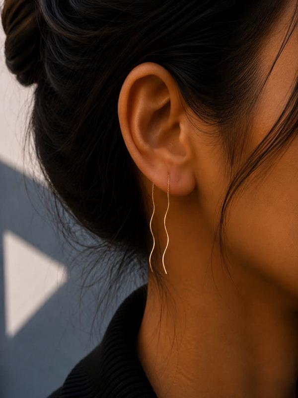 گوشواره زنانه طلا ۱۸ عیار گوشواره کرلی طلای کالین