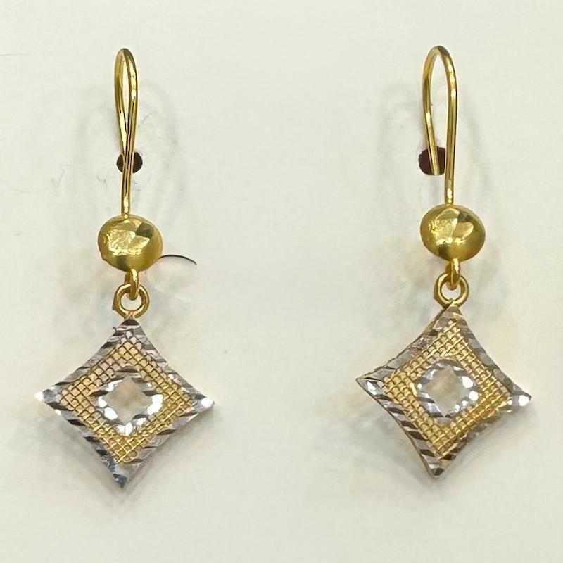 گوشواره طلا ۱۸ عیار گوشواره لوزی تراش دار گالری طلا و جواهرات بهروان