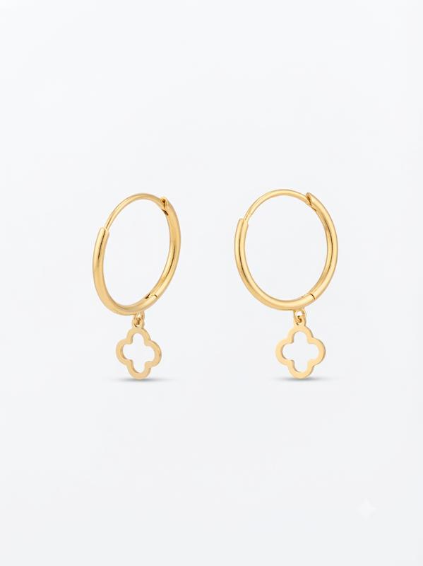 گوشواره بچگانه طلا ۱۸ عیار گوشواره حلقه ای اویزدار گالری درمه گلد