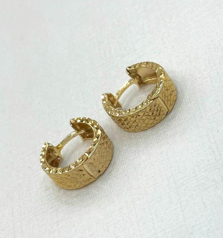 گوشواره زنانه طلا ۱۸ عیار گوشواره حلقه ای تراش طلای مهرنیا