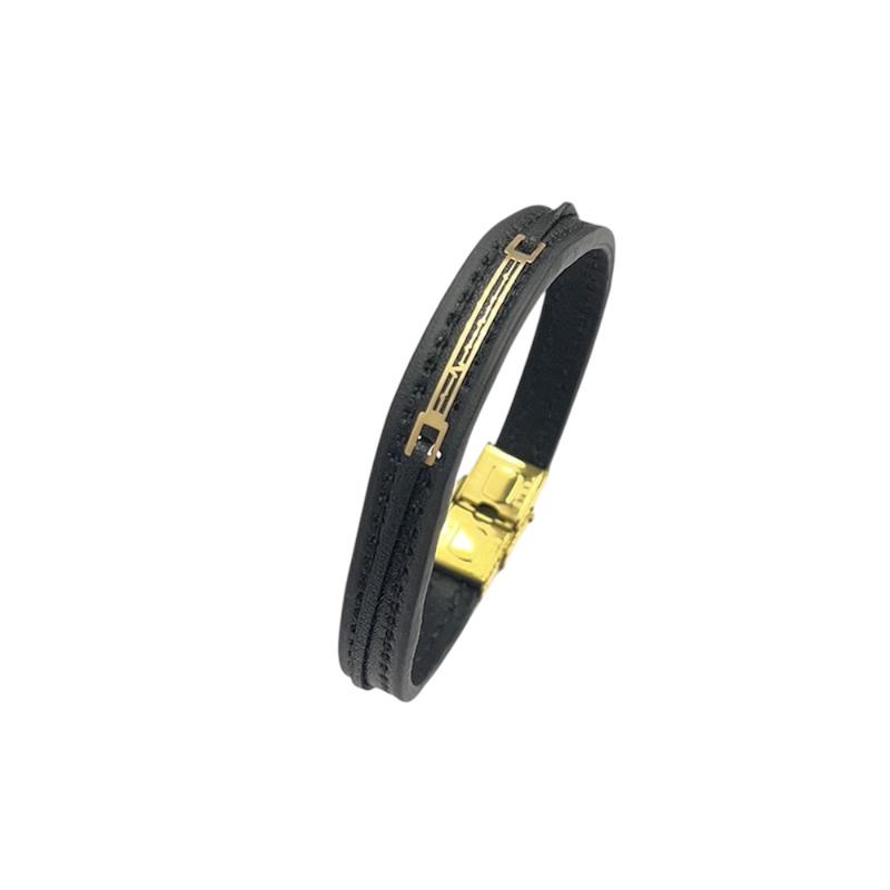 دستبند طلا ۱۸ عیار چرم طرح ضربان گالری سها