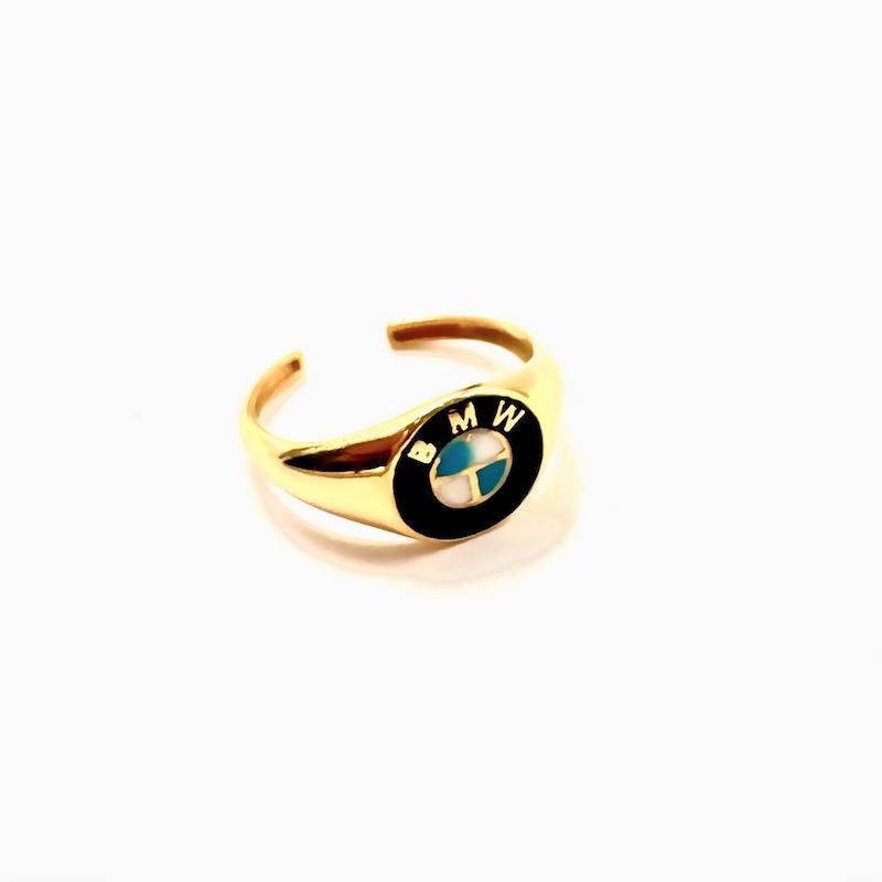 انگشتر بچگانه طلا ۱۸ عیار انگشتر پسرانه طرح BMW گالری یگانه