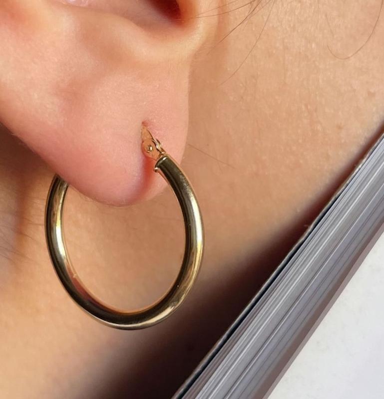 گوشواره زنانه طلا ۱۸ عیار گوشواره حلقه آینه ای گالری کاژه گلد