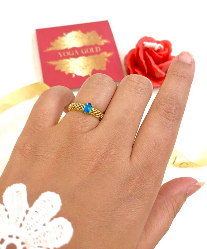 انگشتر زنانه طلا ۱۸ عیار نگین آبی (سایز ۵۶) VoGa GOLD