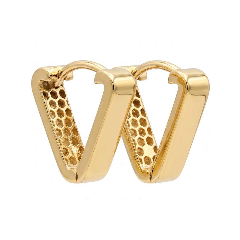 گوشواره طلا ۱۸ عیار مثلث پهن آینه ای گالری زرگر