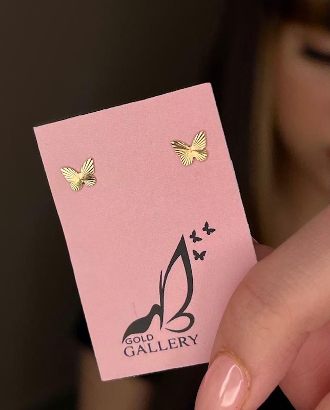 گوشواره زنانه طلا ۱۸ عیار گوشواره پروانه تراش لوکس گالری الهه گلد