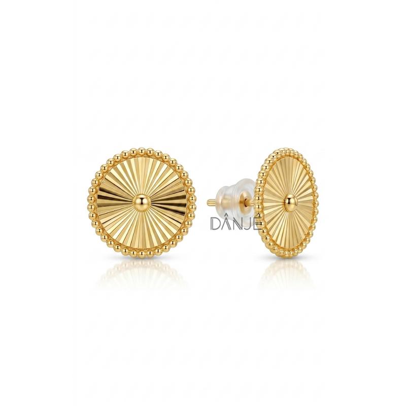 گوشواره زنانه طلا ۱۸ عیار گوشواره دایره تراش ونکلیف گالری طلای دانژه