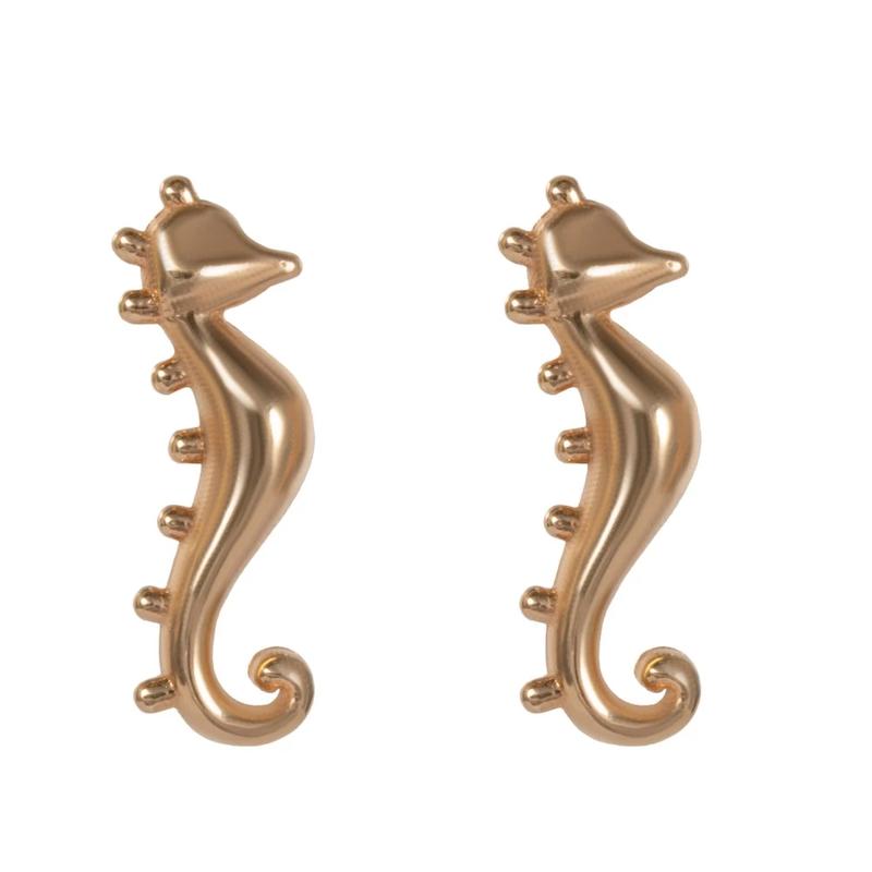 گوشواره زنانه طلا ۱۸ عیار گوشواره میخی طرح اسب آبی گالری طلای یمنا