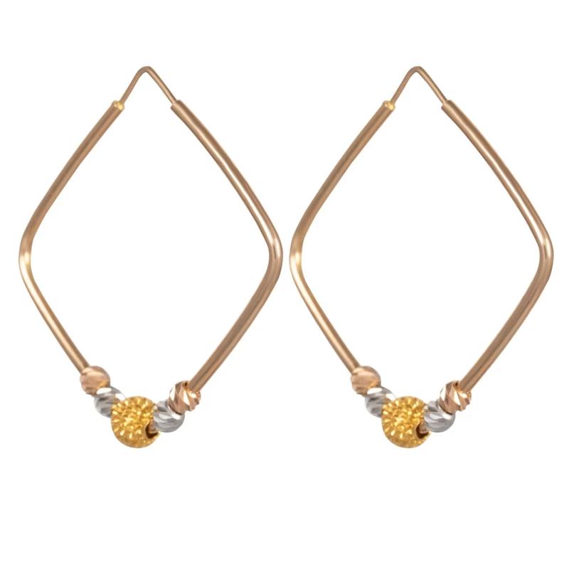 گوشواره زنانه طلا ۱۸ عیار گوشواره حلقه‌ای طرح البرنادو گالری طلای یمنا