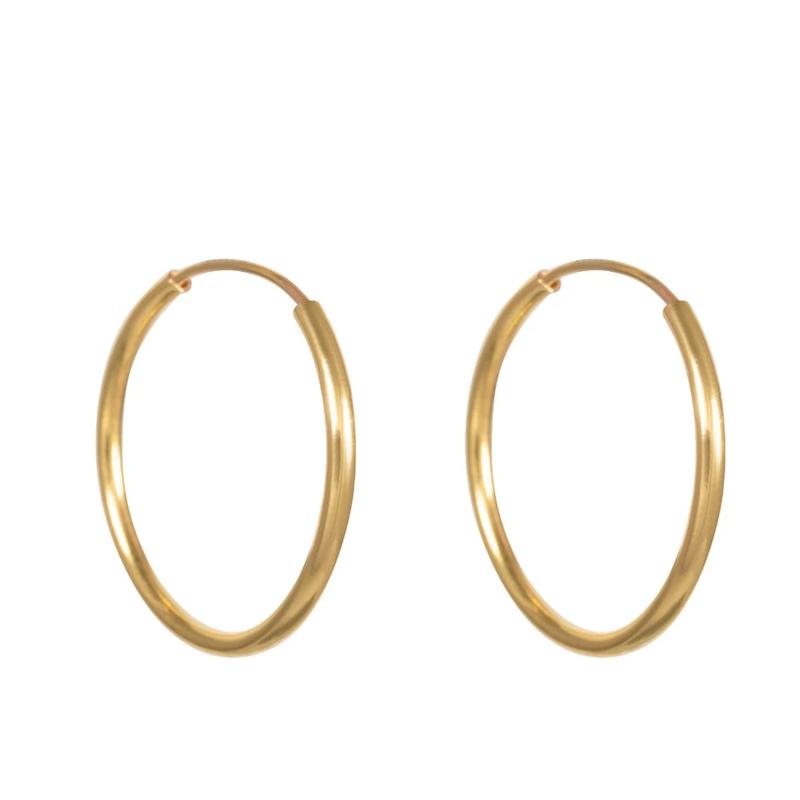 گوشواره زنانه طلا ۱۸ عیار گوشواره حلقه‌ای ساده (مدل کلاسیک صیقلی) گالری طلای یمنا