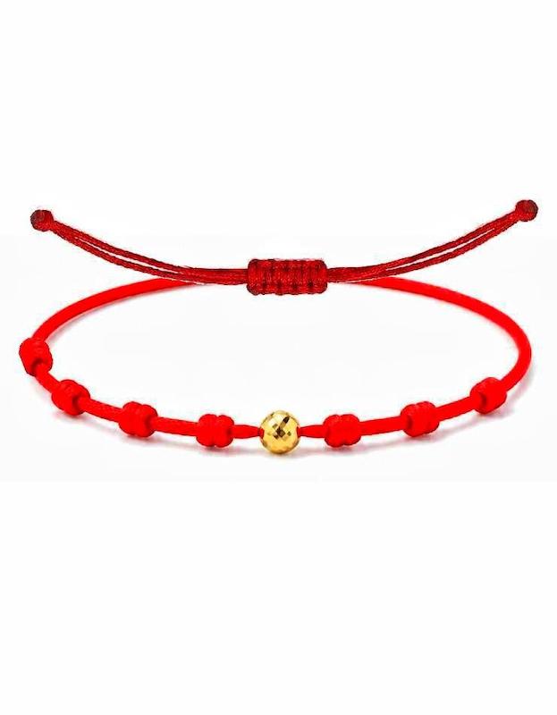 گردنبند زنانه طلا ۱۸ عیار چوکر رداسترینگ 7 گره اپال گلدگالری