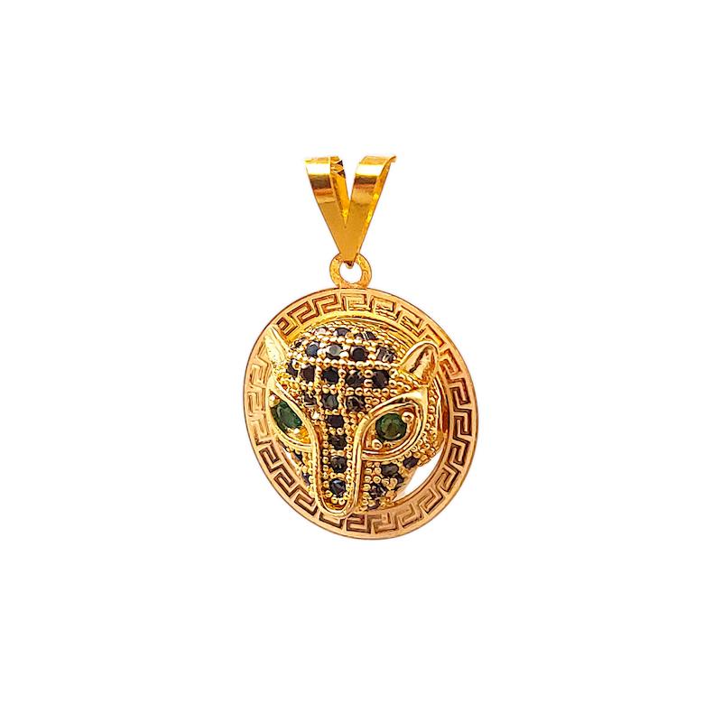آویز زنانه طلا ۱۸ عیار پنتر مشکی اپال گلدگالری