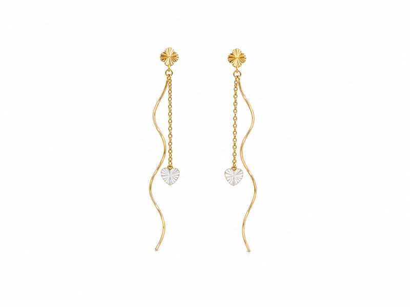گوشواره زنانه طلا ۱۸ عیار طرح گل و قلب گالری طلای شریف