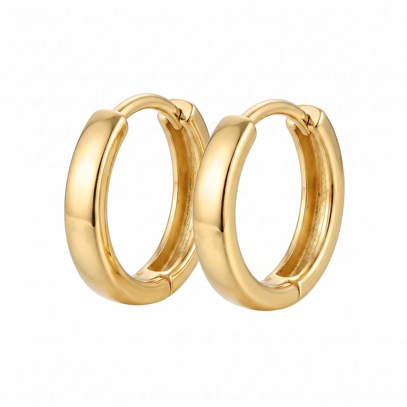 گوشواره زنانه طلا ۱۸ عیار گوشواره طلا حلقه‌ای طرح امگا گالری طلای زمرد(حسینی)