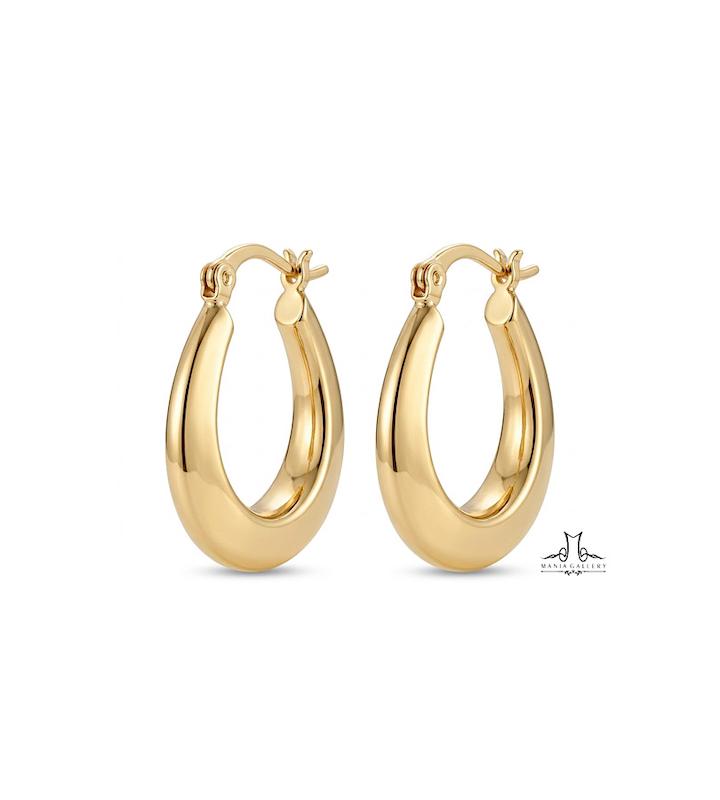 گوشواره زنانه طلا ۱۸ عیار حلقه ای طرح اشکی گالری مانيا
