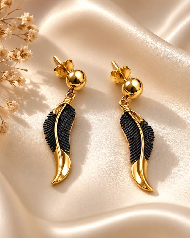 گوشواره زنانه طلا ۱۸ عیار گوشواره پر طلای شیک