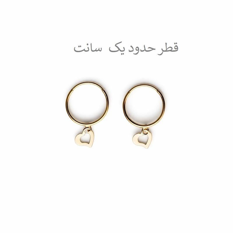 گوشواره زنانه طلا ۱۸ عیار حلقه ای آویزدار قلب دخترانه گالری زربام