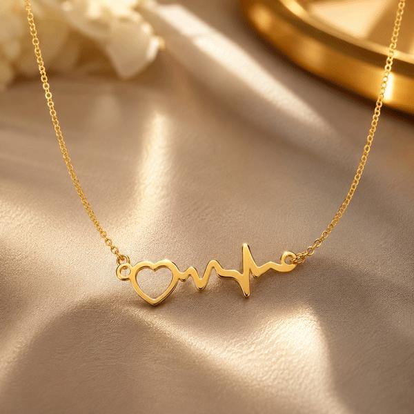 گردنبند زنانه طلا ۱۸ عیار گردنبند طلا طرح قلب و ضربان گالری طلای روژمان
