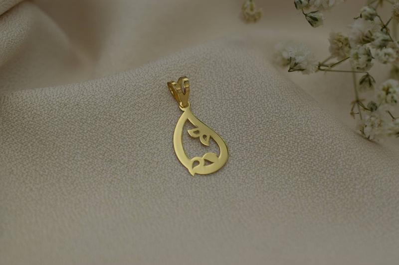 آویز زنانه طلا ۱۸ عیار پلاک طلا طلاسازی الین زر