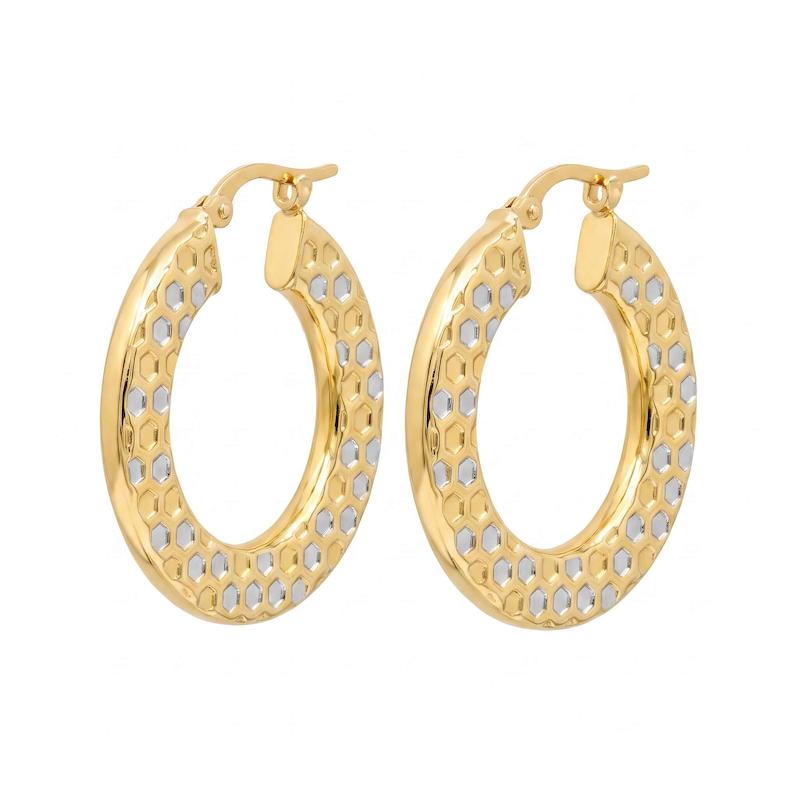 گوشواره زنانه طلا ۱۸ عیار گوشواره حلقه ای بزرگ تراش جواهری امیری