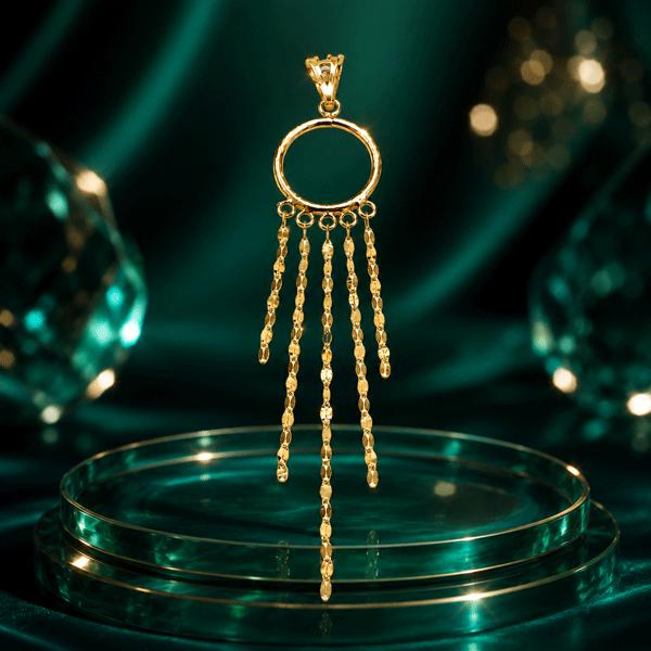 آویز زنانه طلا ۱۸ عیار پلاک طلا طرح شرابه‌ای گالری طلای روژمان