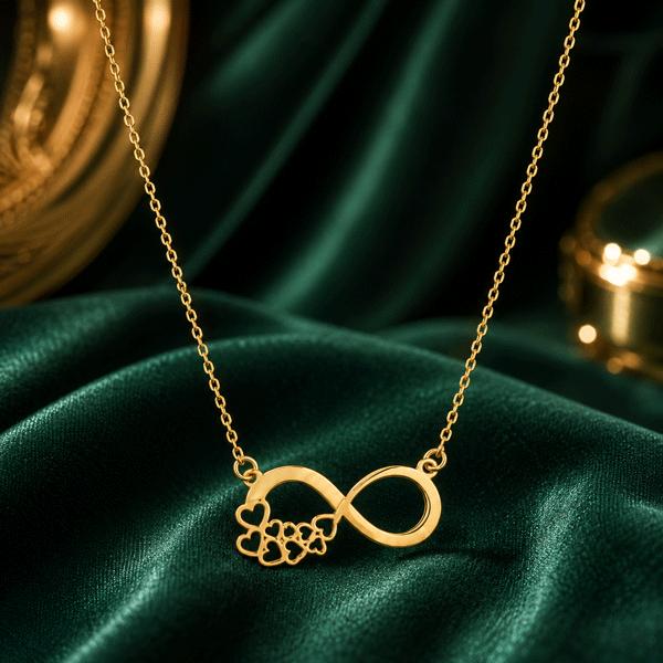 گردنبند زنانه طلا ۱۸ عیار پلاک طلا طرح قلب بی نهایت گالری طلای روژمان
