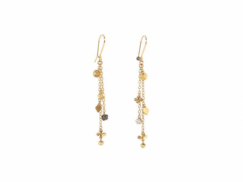 گوشواره زنانه طلا ۱۸ عیار طرح چند پلاک پروانه گالری طلای شریف