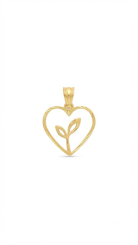 آویز زنانه طلا ۱۸ عیار قلب و جوانه گالری طلای اصیلا