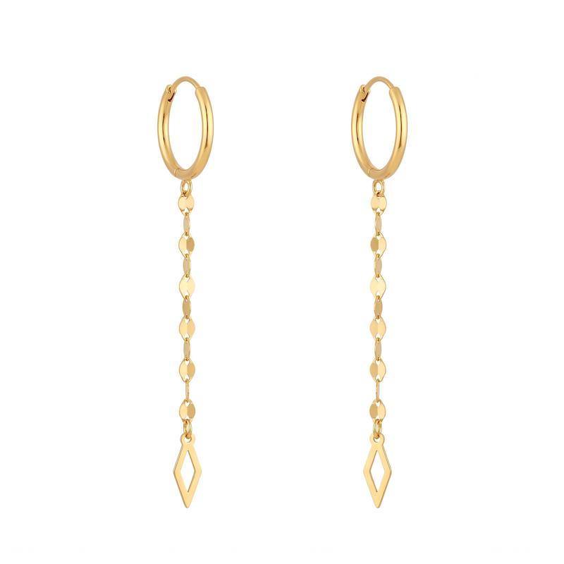 گوشواره زنانه طلا ۱۸ عیار گوشواره شرابه ای تک لاین گالری نهیر