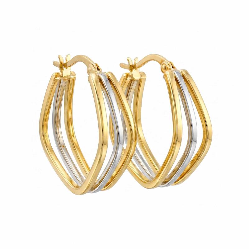 گوشواره طلا ۱۸ عیار گوشواره سه رج گالری مهدا