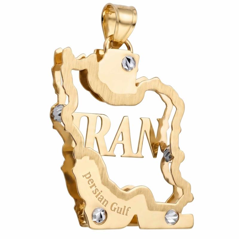 آویز طلا ۱۸ عیار مدل دوبل لیزری ایران عزیز دلفین گلد گالری