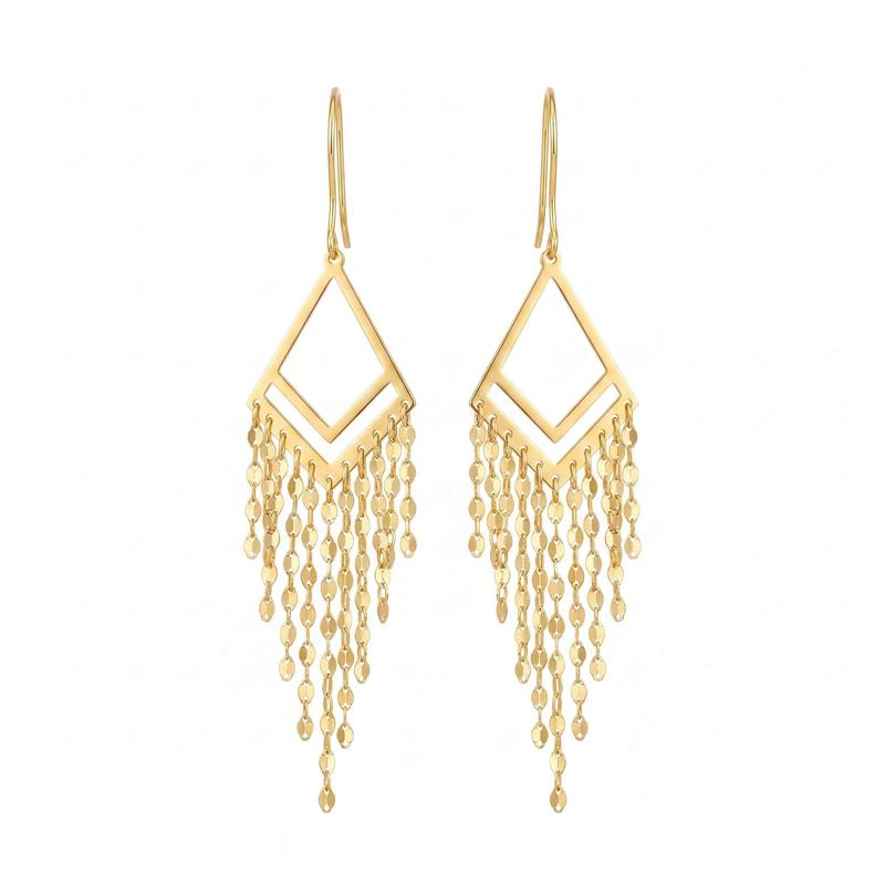 گوشواره زنانه طلا ۱۸ عیار گوشواره شرابه ای گالری یونیکا
