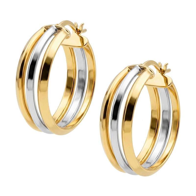 گوشواره زنانه طلا ۱۸ عیار گوشواره دو رنگ رزنتال