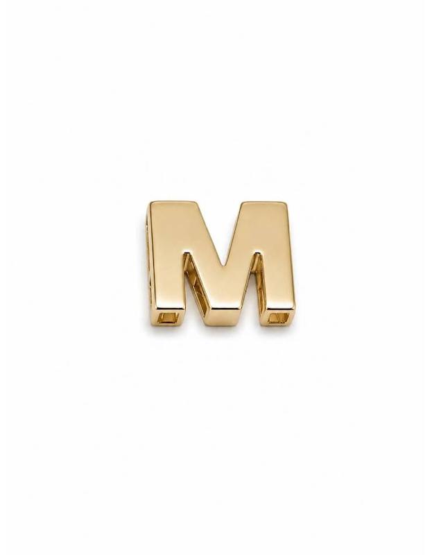 آویز طلا ۱۸ عیار پلاک مدل حرف M مینیمال اپال گلدگالری