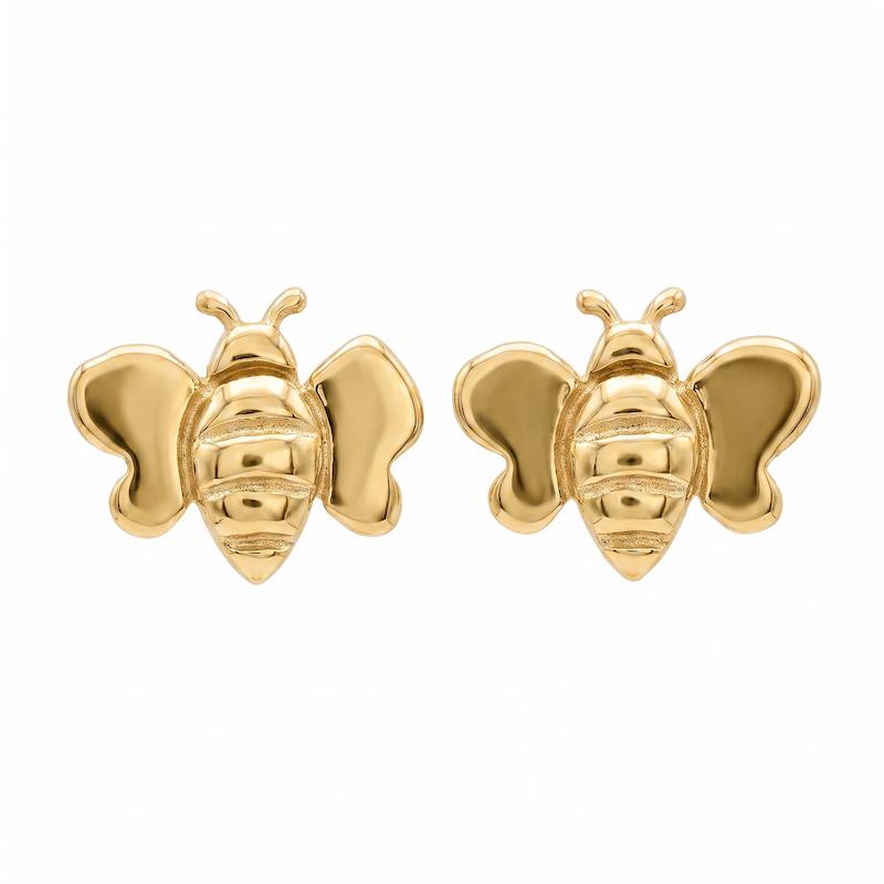 گوشواره بچگانه طلا ۱۸ عیار گوشواره میخی زنبور گالری طلای فلور گالری طلای فلور