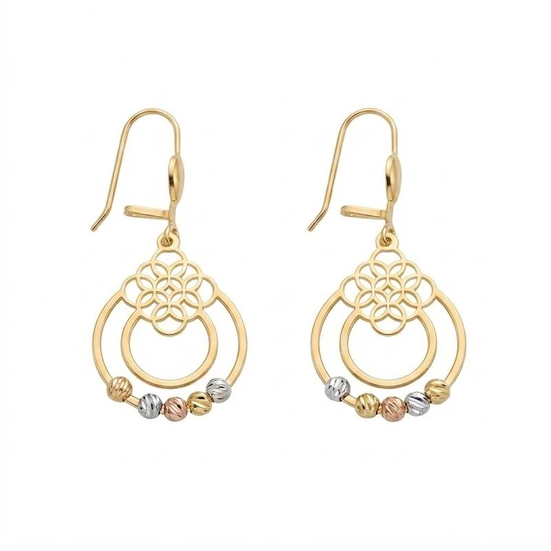 گوشواره زنانه طلا ۱۸ عیار مدل گوی دایره 2 دلفین گلد گالری
