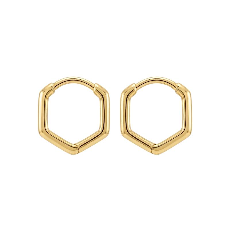 گوشواره زنانه طلا ۱۸ عیار گوشواره حلقه ای چند ضلعی گالری طلای فلور گالری طلای فلور