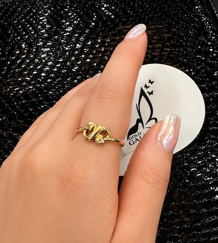 انگشتر زنانه طلا ۱۸ عیار انگشتر لوکس دبل قلب برند گرازیلا گالری الهه گلد