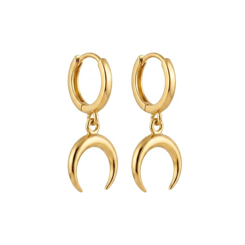 گوشواره زنانه طلا ۱۸ عیار گوشواره حلقه ای ماه گالری طلای فلور گالری طلای فلور