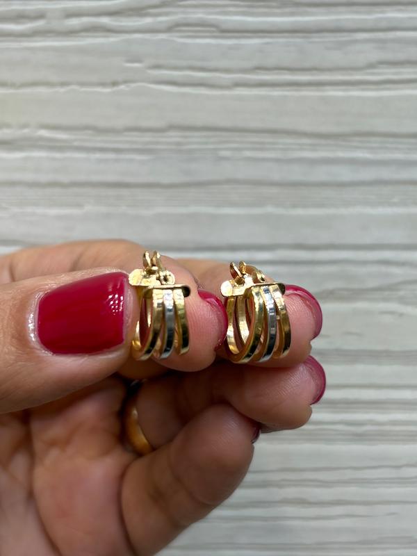 گوشواره زنانه طلا ۱۸ عیار گوشواره حلقه ای ۳ رنگ گالری طلای فلور گالری طلای فلور