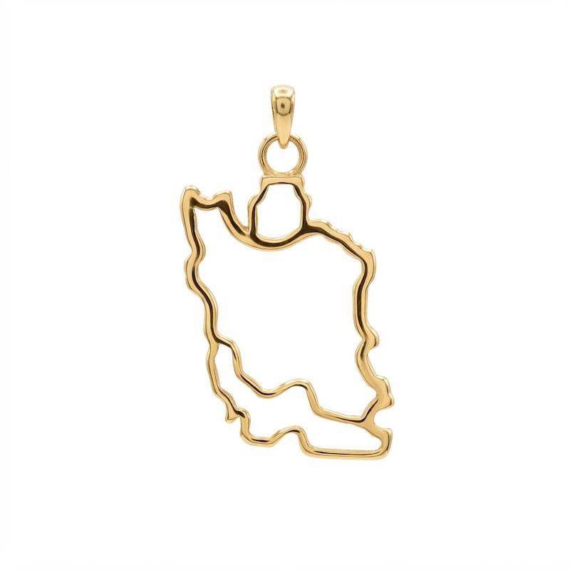 آویز طلا ۱۸ عیار پلاک ایران گالری طلای فلور گالری طلای فلور