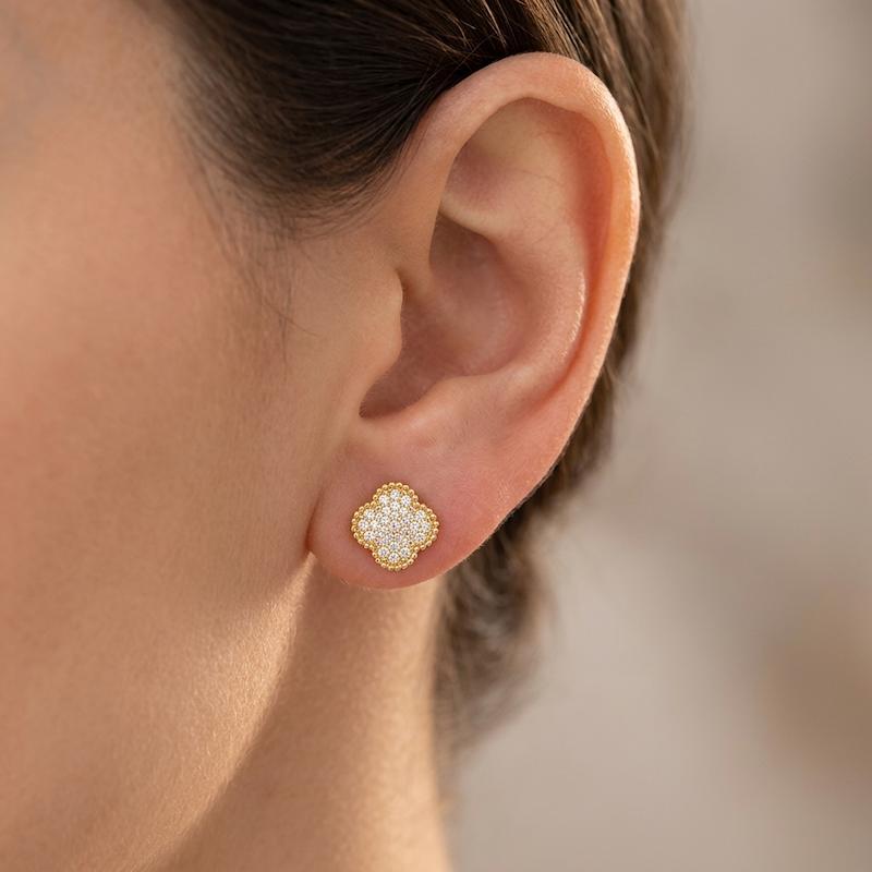گوشواره طلا ۱۸ عیار گوشواره ونکلیف ترک بدون اجرت گالری طلای رز
