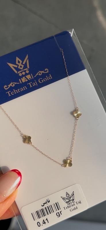 گردنبند زنانه طلا ۱۸ عیار گردنبند ونکلیف سه گل هانا گلد